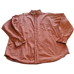 Eddie Bauer Size LT Tall Men's Red White Gingham Plaid Button Down Shirt Cotton